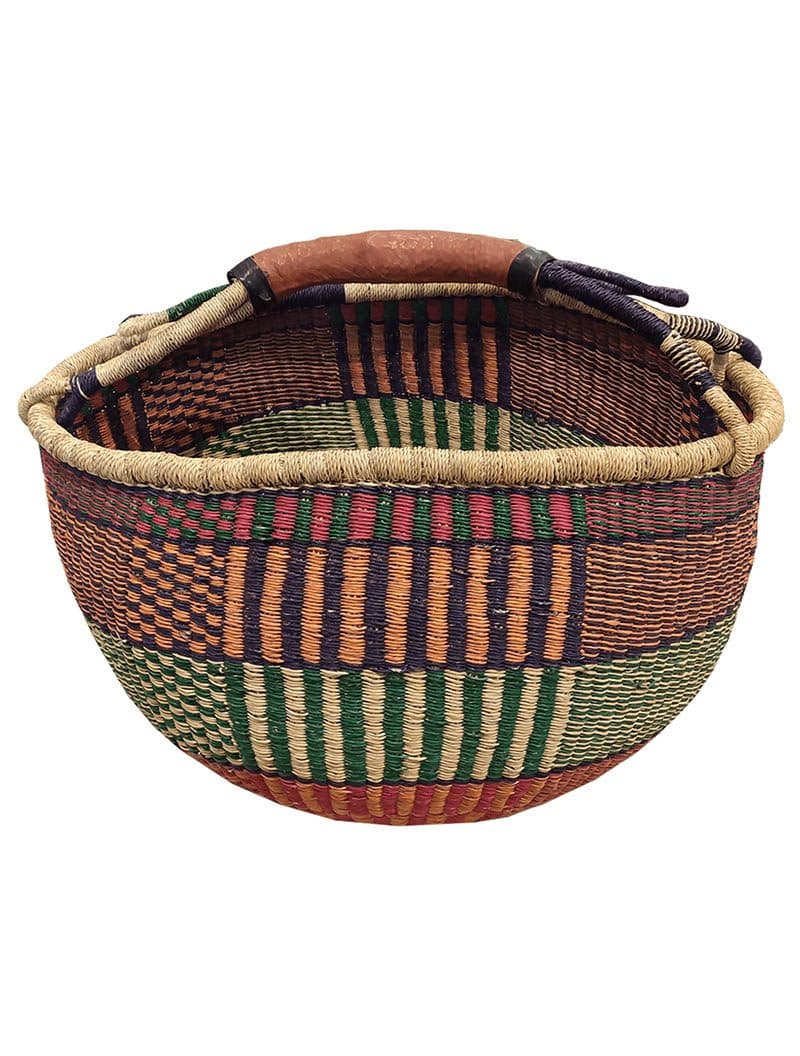 Panier du Ghana Artisanal Décoratif Tissé à la Main Ghanéen